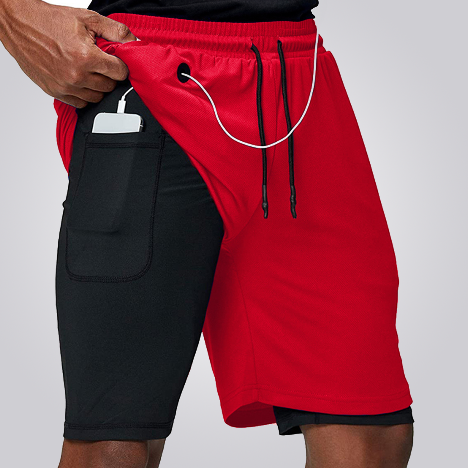 Men's Aerodry 2-in-1 Shorts - Compression Liner, Quick-Dry & Headphone Slot