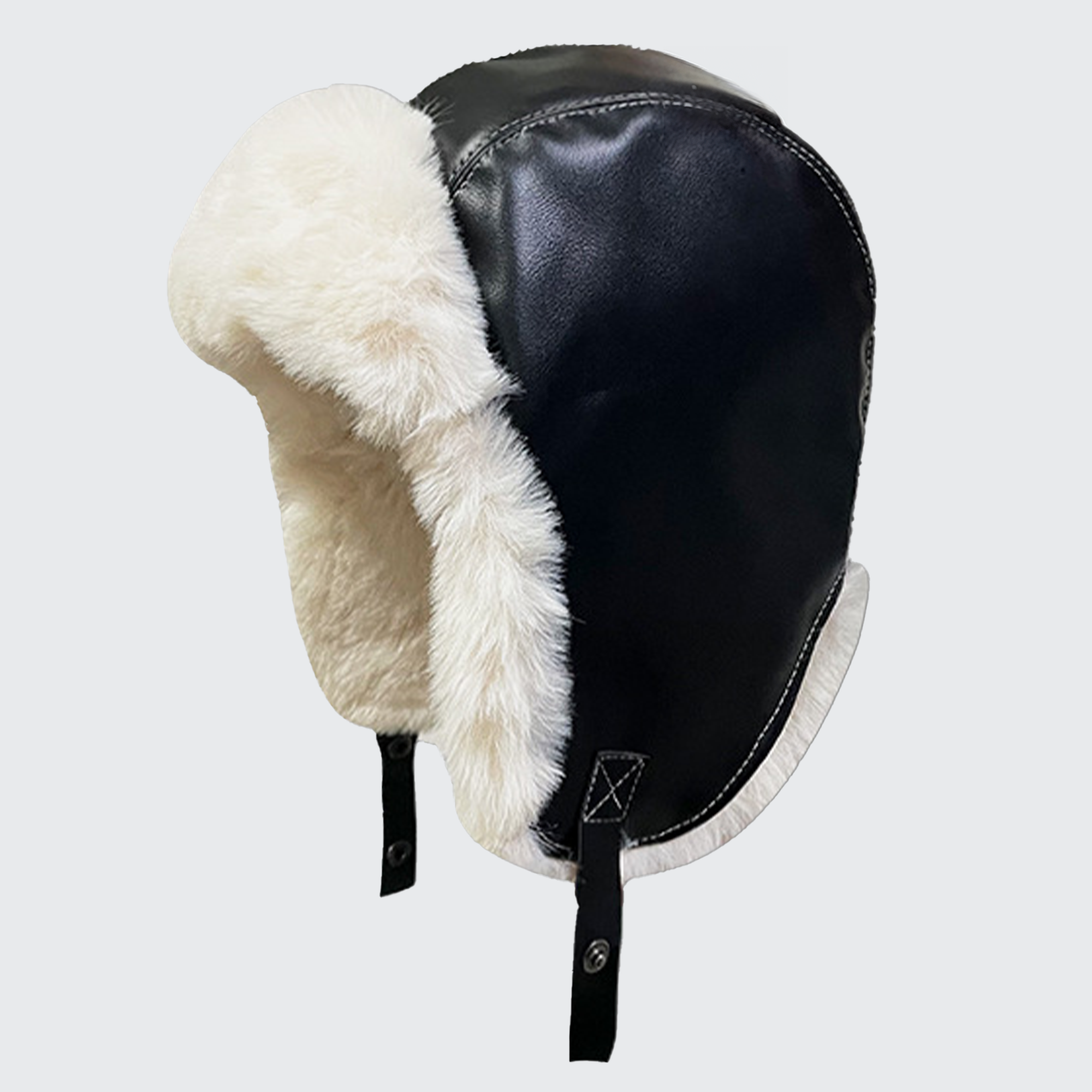 Yukon Trapper Hat - Faux Leather, Faux Fur Lined & Ear Flaps for Extreme Cold