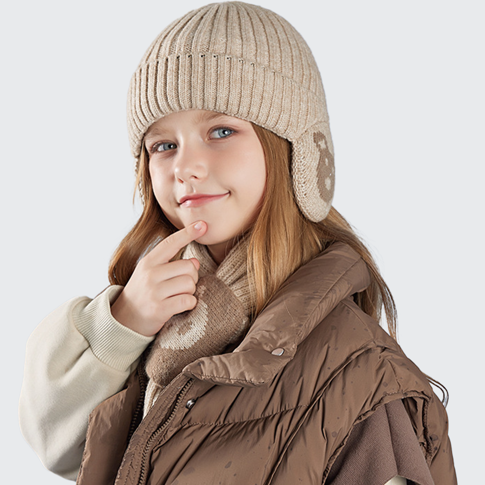 Kids' Arctic Bear Winter Set - Thermal Hat & Scarf, Soft & Warm for Cold Weather