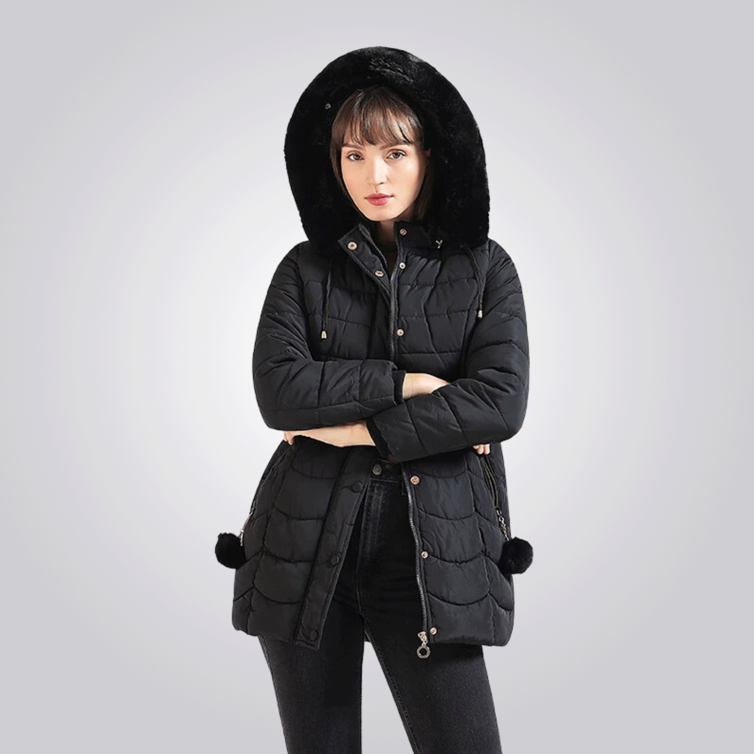 Women's Long Winter Jacket - Thermal, Breathable & Stylish with Removable Hood