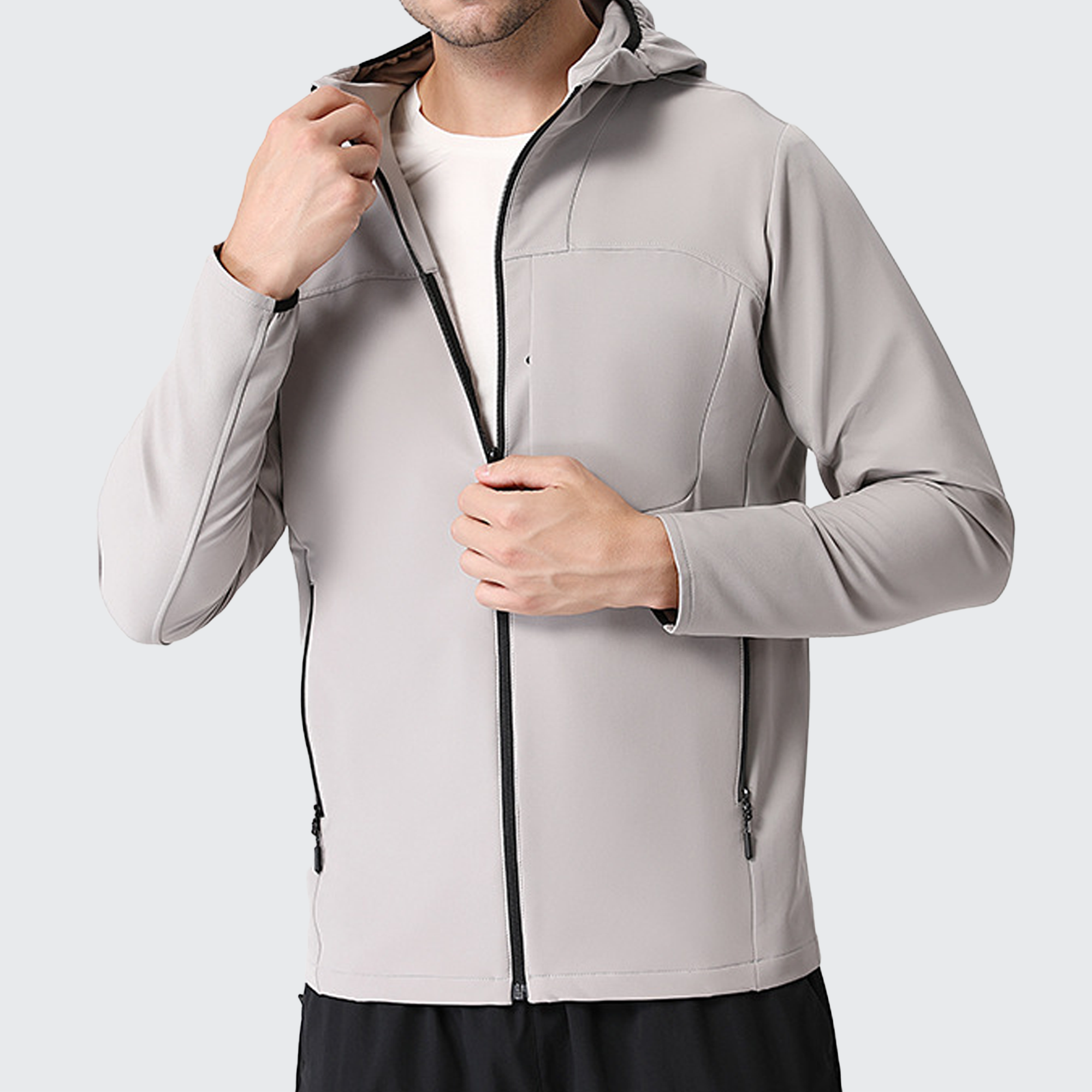 Men's Stealth Fleece Lined Outdoor Jacket - Warm, Adjustable Hood & Zip Pockets