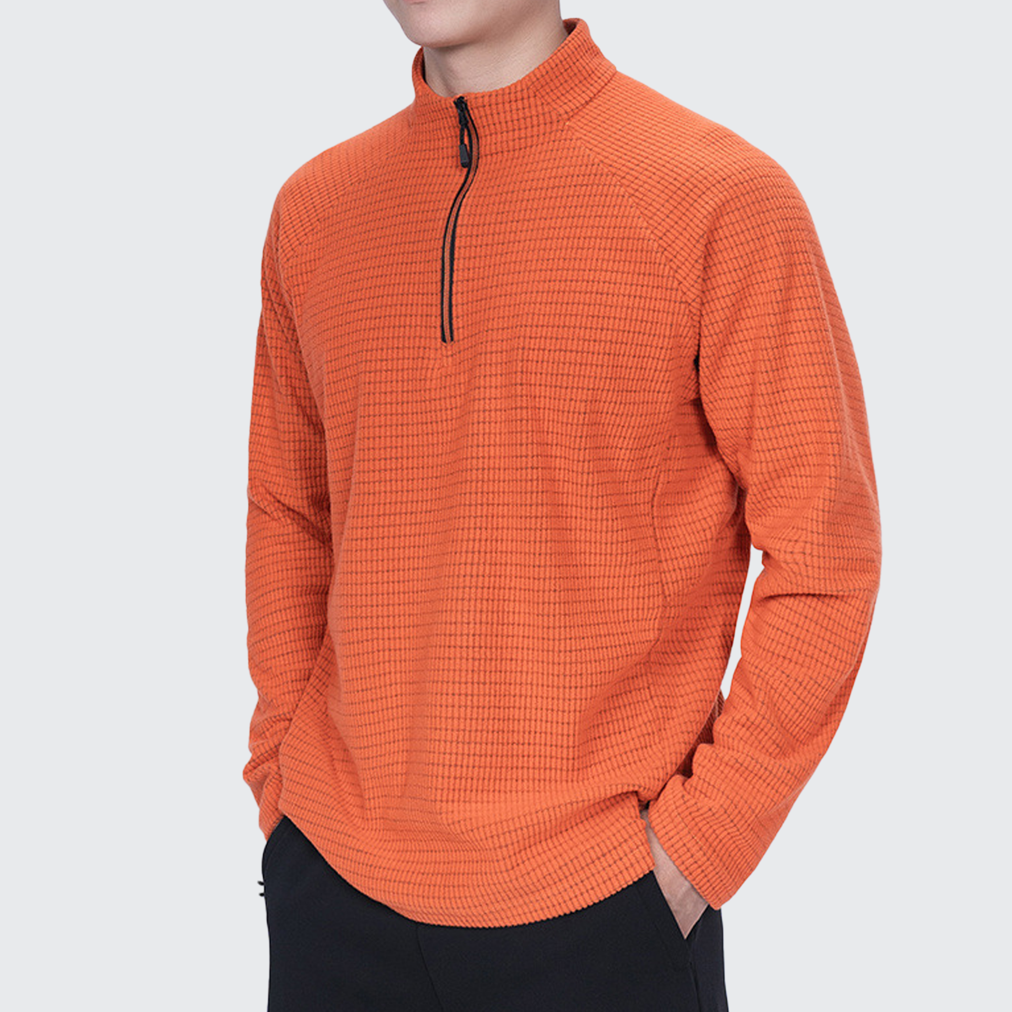 Men's Softshell Long Sleeve T-Shirt - Breathable, Zip Collar & Ergonomic Fit
