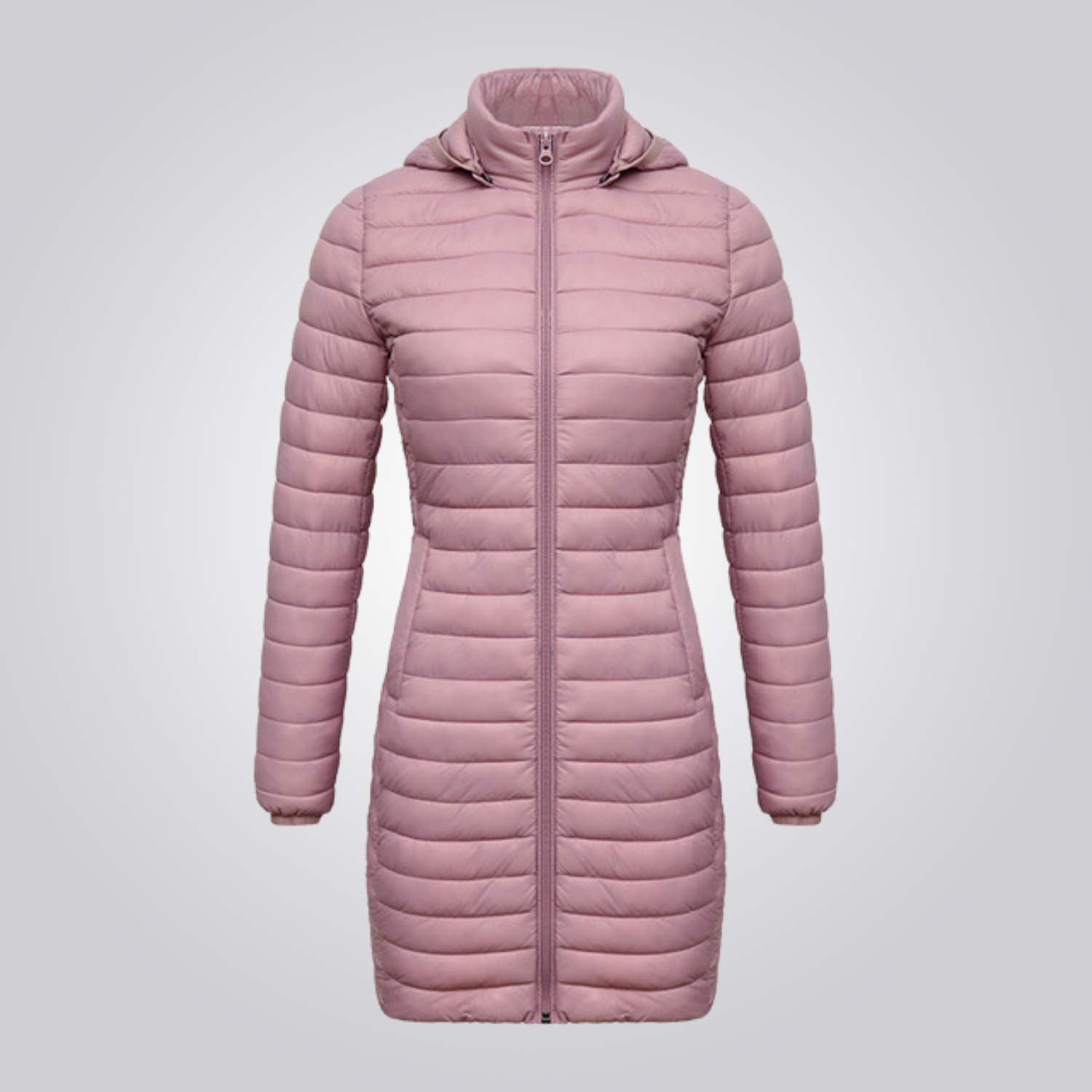 Women's Long Puffer Jacket - Waterproof, Thermal & Elegant with Adjustable Hood