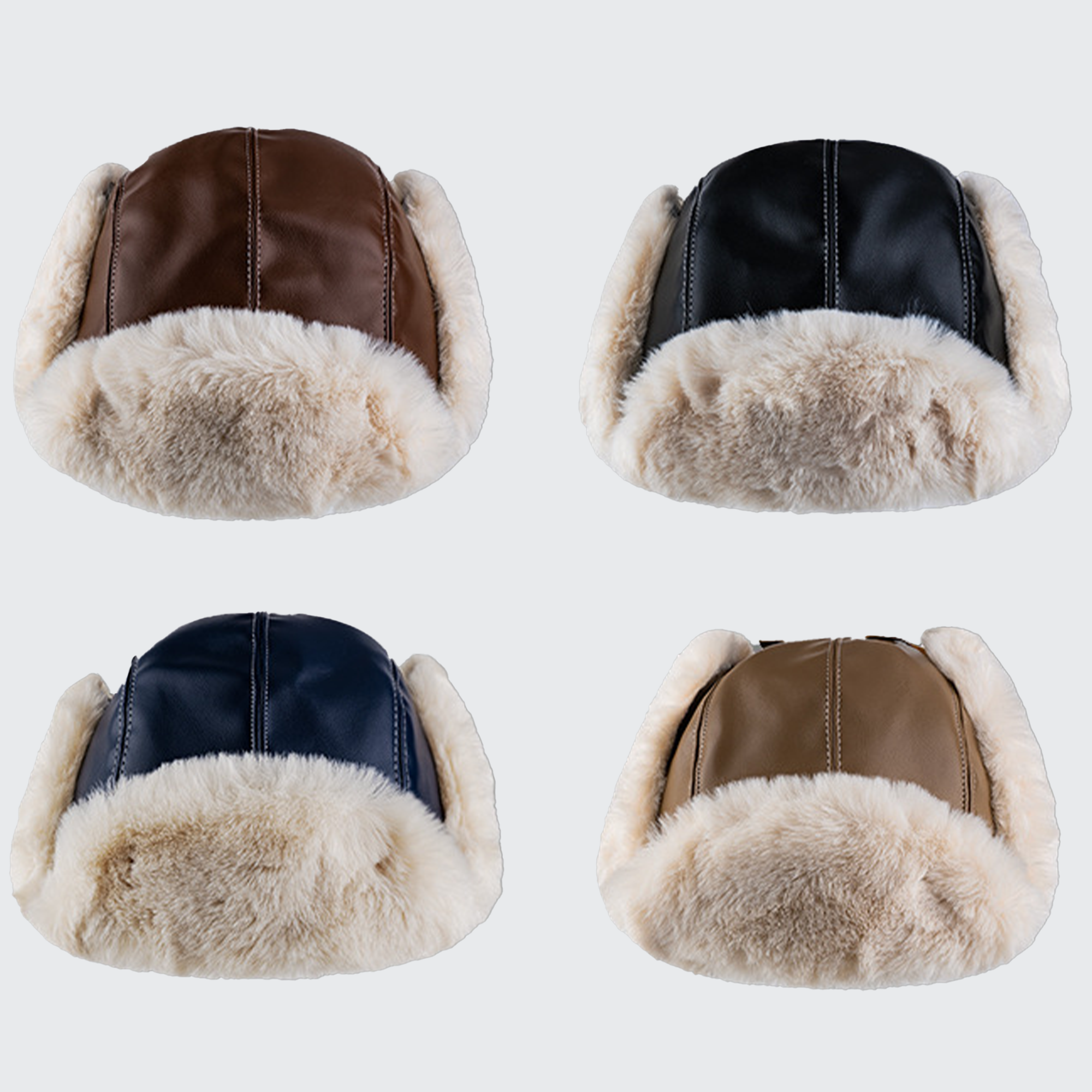 Yukon Trapper Hat - Faux Leather, Faux Fur Lined & Ear Flaps for Extreme Cold