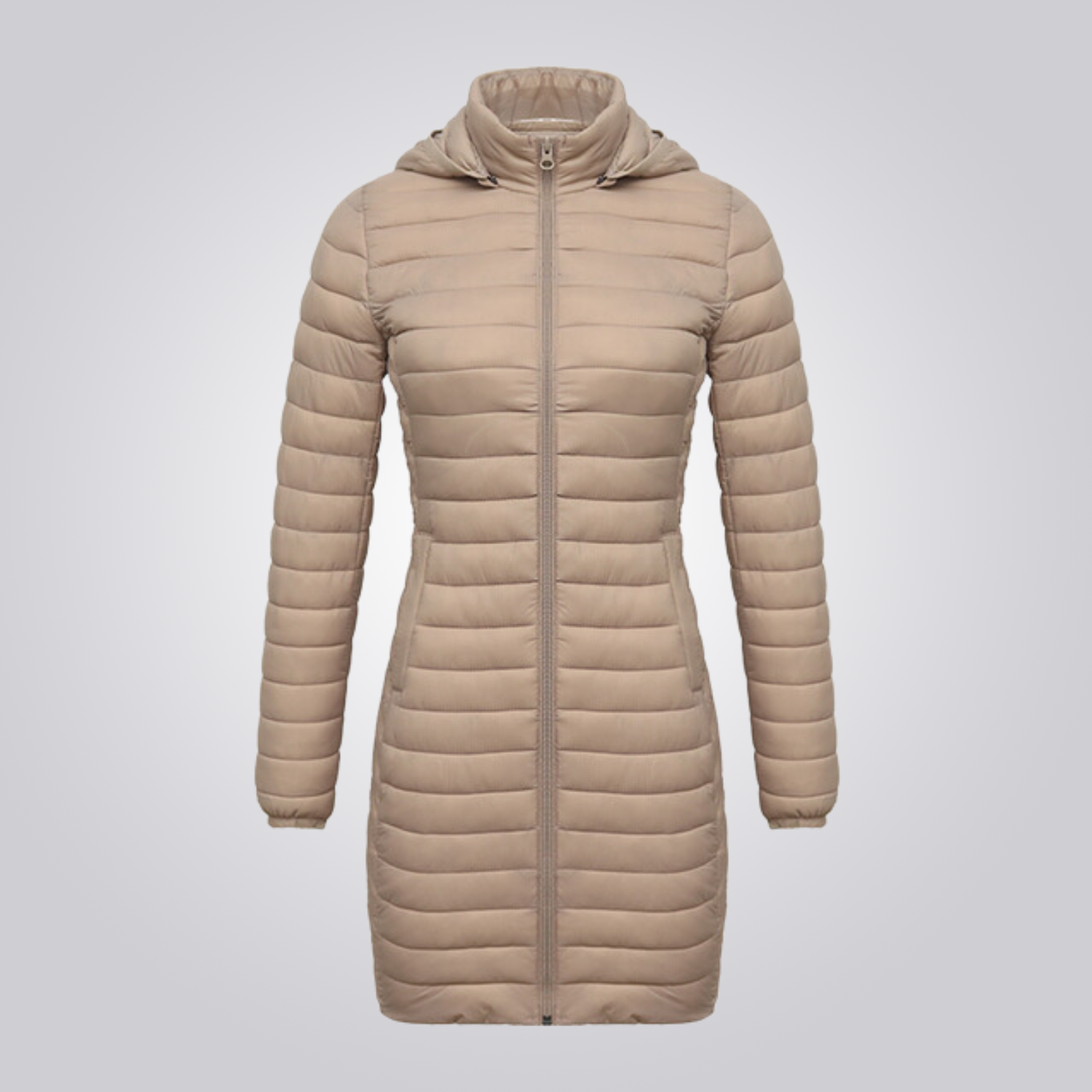 Women's Long Puffer Jacket - Waterproof, Thermal & Elegant with Adjustable Hood
