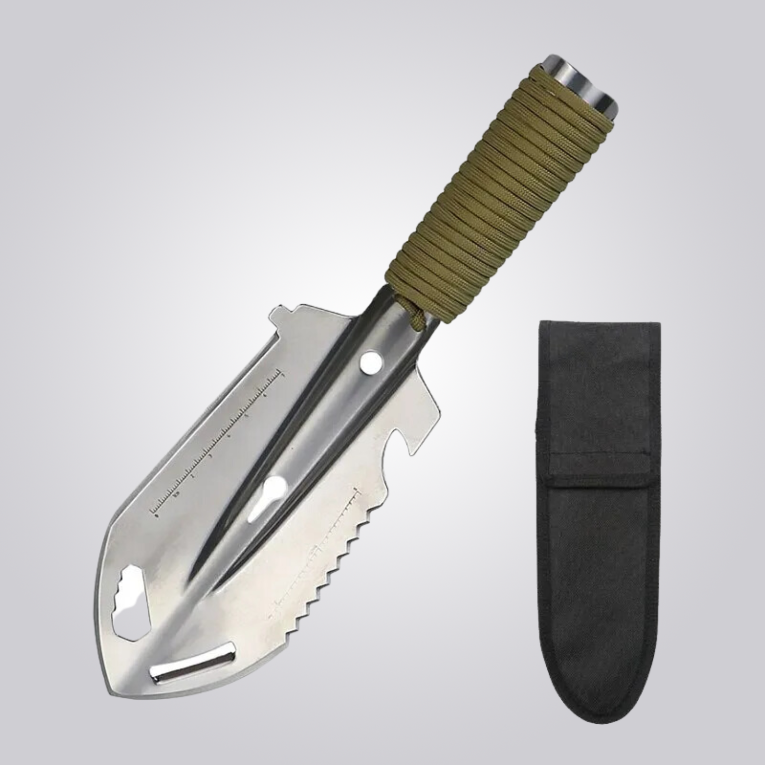 Portable Camping Shovel - Multi-tool with Knife, Saw, Bottle Opener & Ruler
