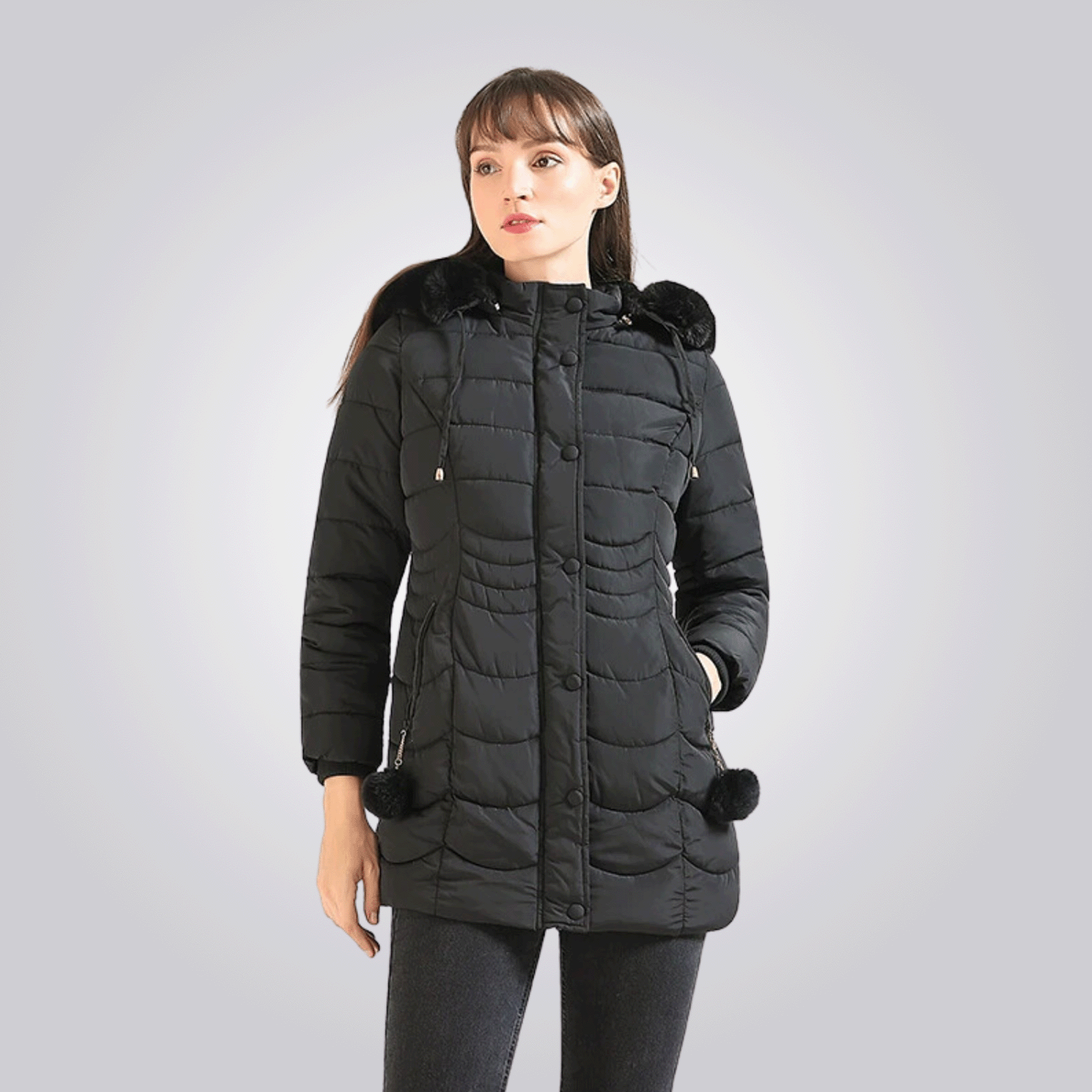 Women's Long Winter Jacket - Thermal, Breathable & Stylish with Removable Hood