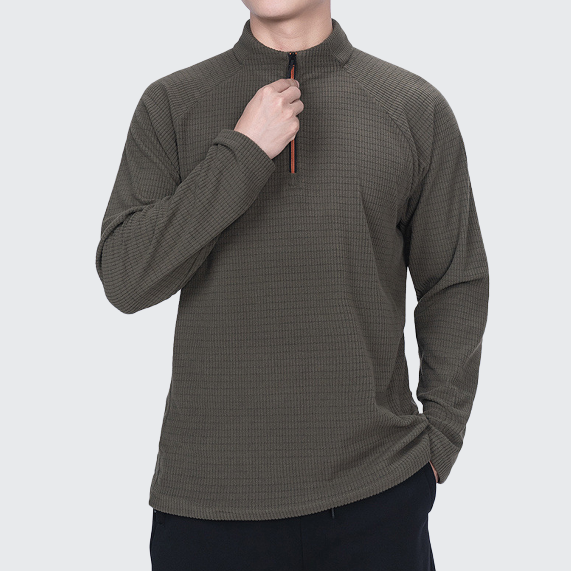 Men's Softshell Long Sleeve T-Shirt - Breathable, Zip Collar & Ergonomic Fit