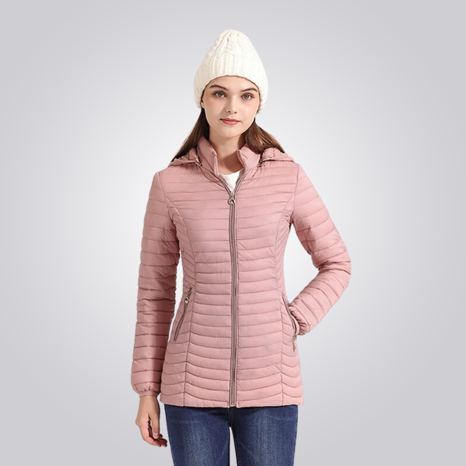 Women's Long Puffer Jacket - Waterproof, Thermal & Elegant with Adjustable Hood