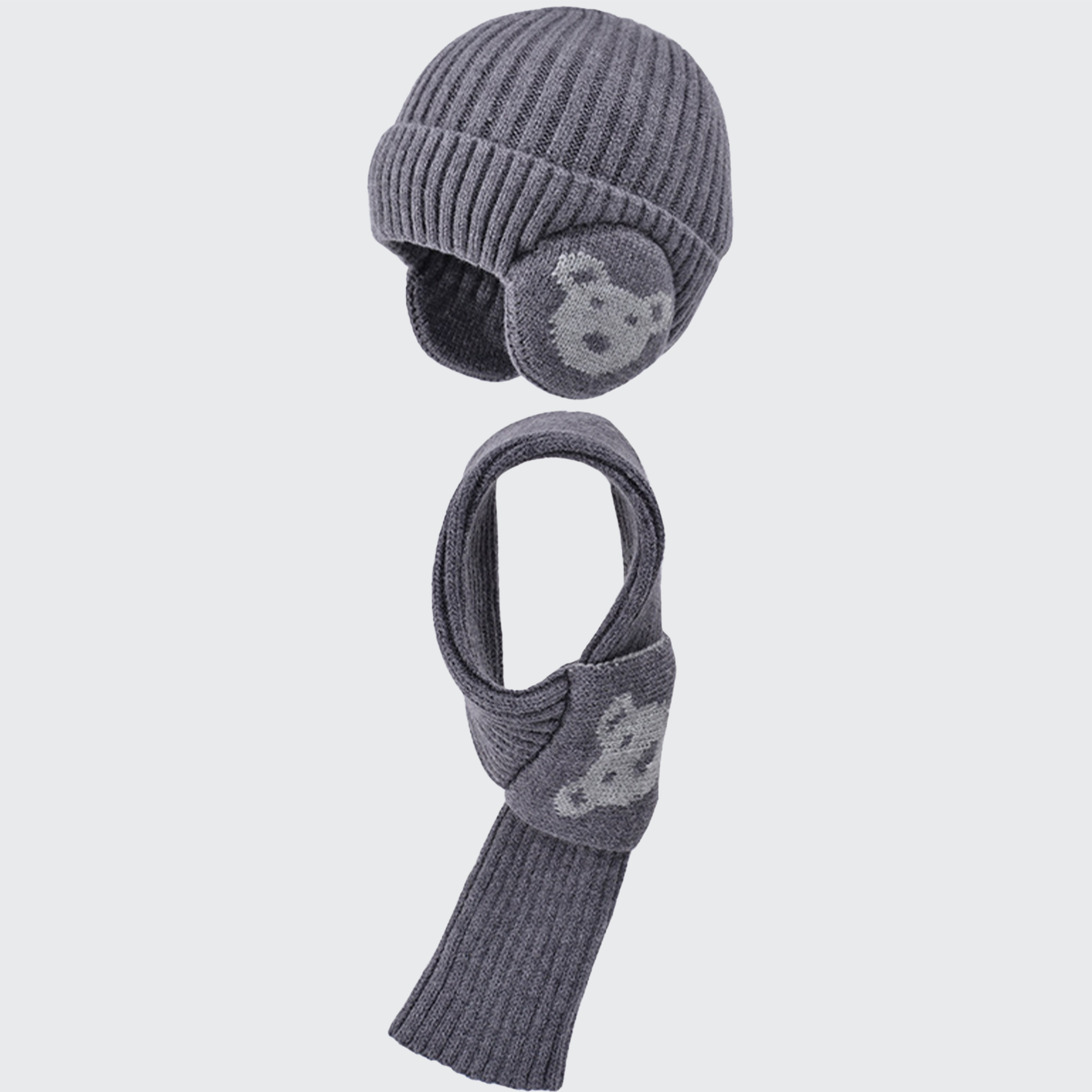 Kids' Arctic Bear Winter Set - Thermal Hat & Scarf, Soft & Warm for Cold Weather