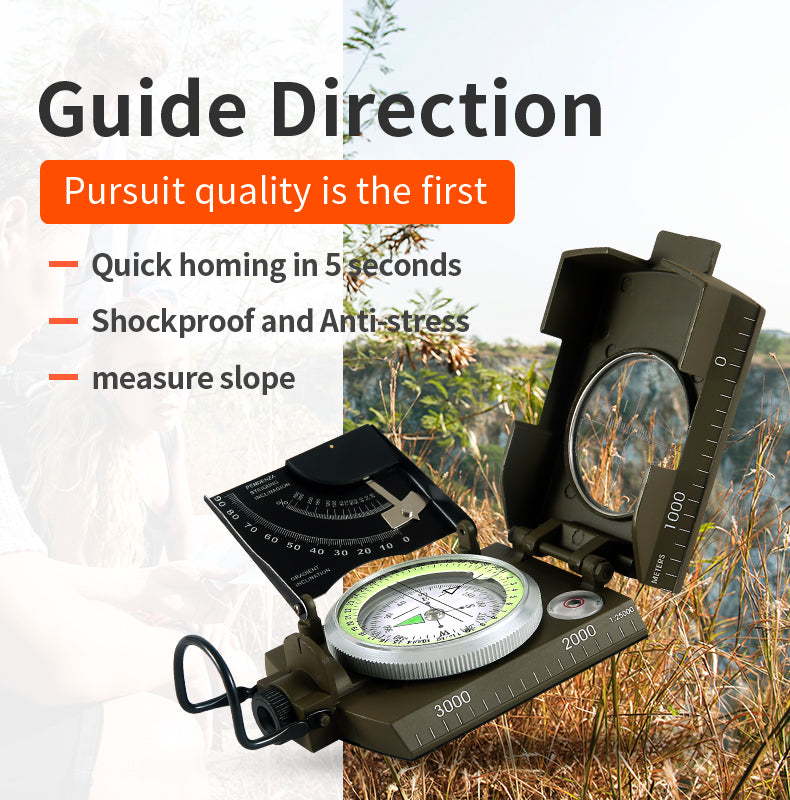 Survivor Multifunctional High-Precision Compass | Waterproof Luminous Geologic Compass for Hiking & Outdoors