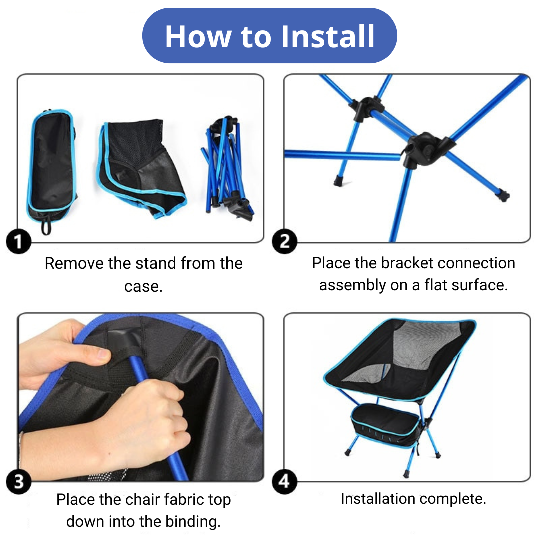 Ultralight Portable Folding Camping Chair | Aluminum Alloy Travel Seat for Backpacking, Hiking & Outdoors