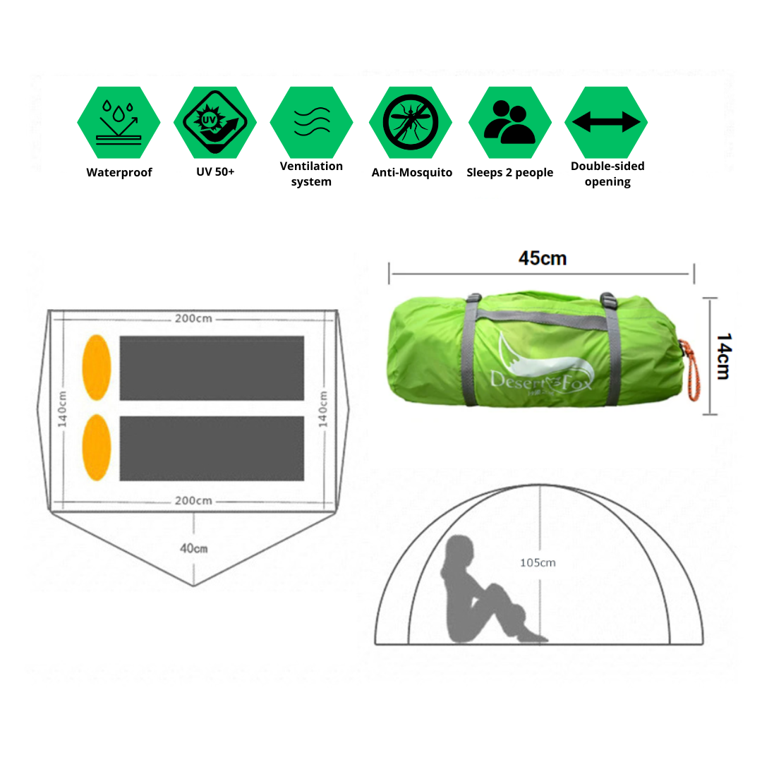 Ultralight 2-Person Trekking Tent | All-Season Waterproof Backpacking Shelter for Hiking & Camping
