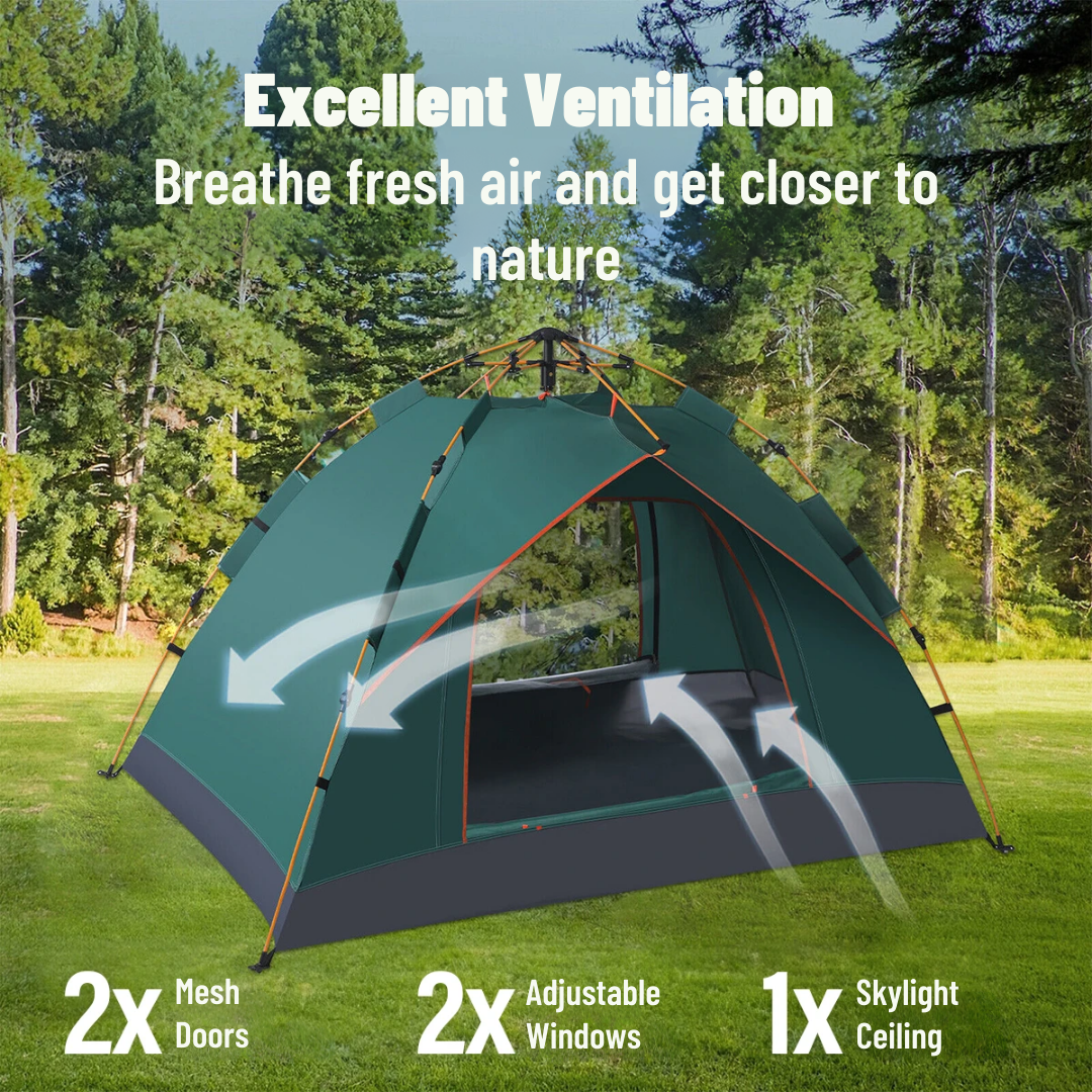 New Hawaii Automatic Camping Tent | Waterproof Instant Pop-Up Tent for 3-4 Person Hiking & Outdoors