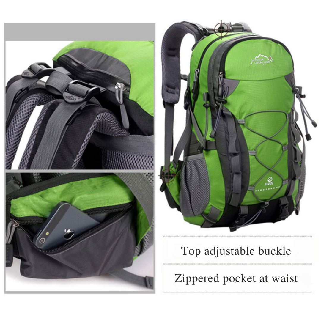 Explorer 40L Hiking Backpack | Adjustable Trekking Bag with Padded Back & Survival Whistle