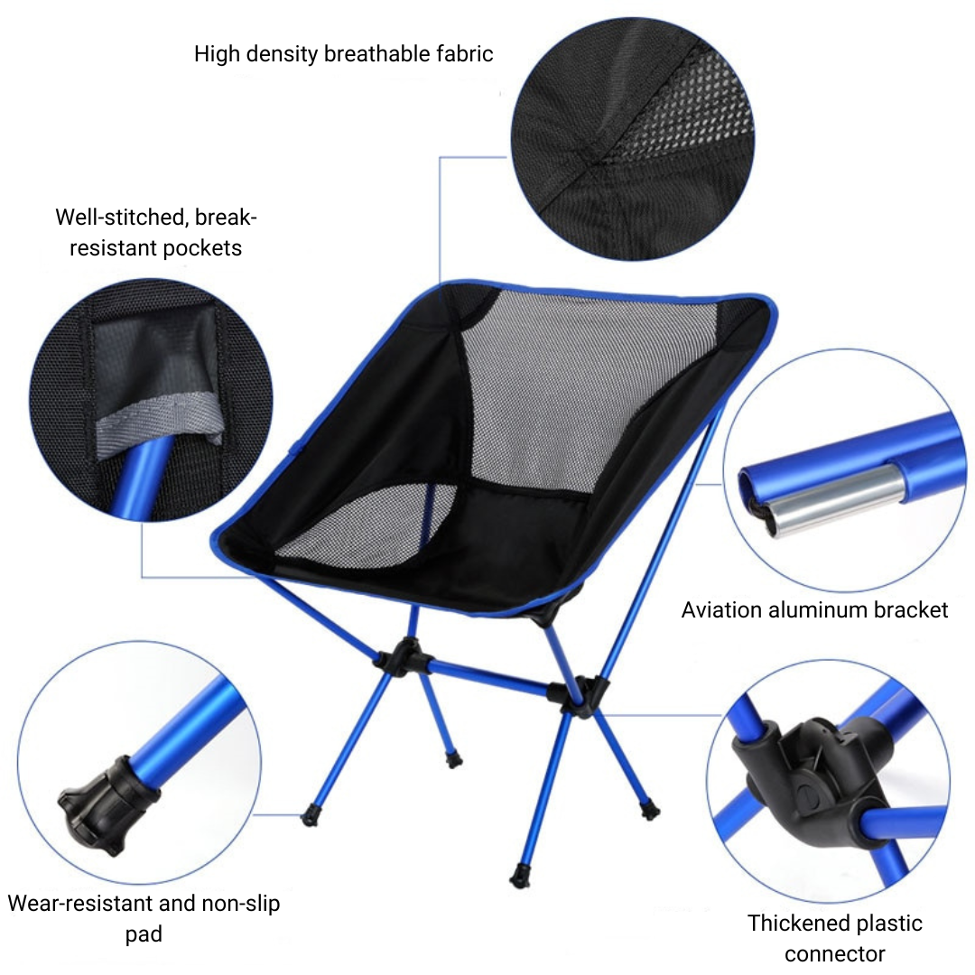 Ultralight Portable Folding Camping Chair | Aluminum Alloy Travel Seat for Backpacking, Hiking & Outdoors
