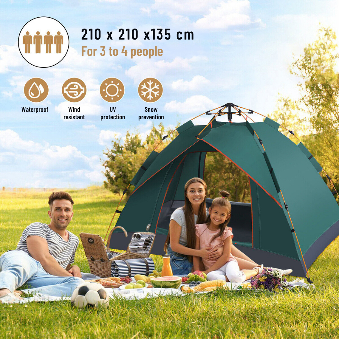 New Hawaii Automatic Camping Tent | Waterproof Instant Pop-Up Tent for 3-4 Person Hiking & Outdoors