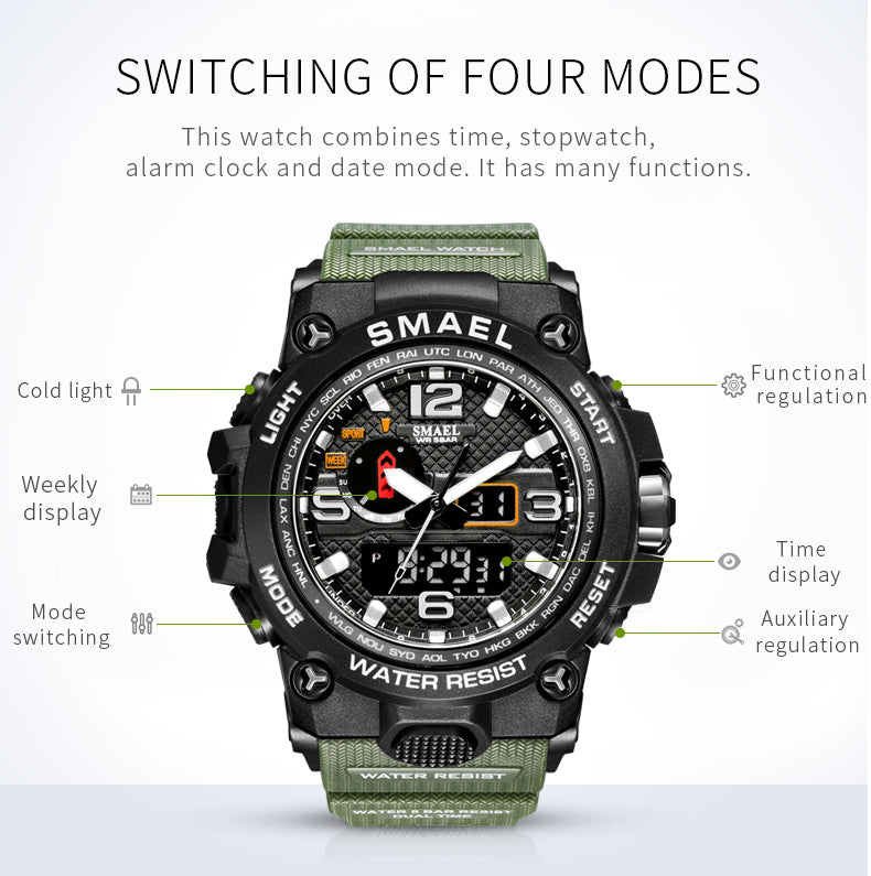 Men's Military Sports Watch | 50M Waterproof Tactical Digital Watch for Outdoors