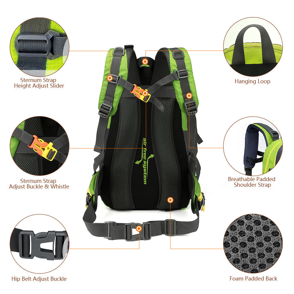 Tyr 40L Waterproof Backpack | Hiking & Trekking Bag with Padded Back & Survival Whistle