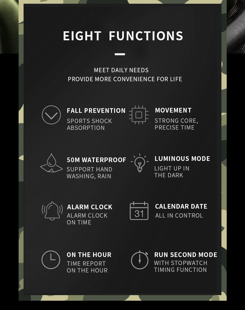Men's Military Sports Watch | 50M Waterproof Tactical Digital Watch for Outdoors