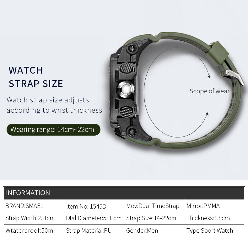 Men's Military Sports Watch | 50M Waterproof Tactical Digital Watch for Outdoors