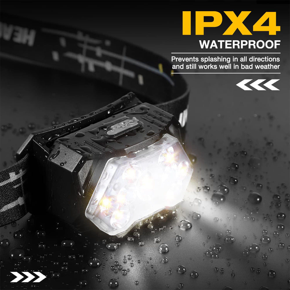Headlamp Waterproof Rechargeable Headlamp | 2000 Lumens LED Headlight with Motion Sensor