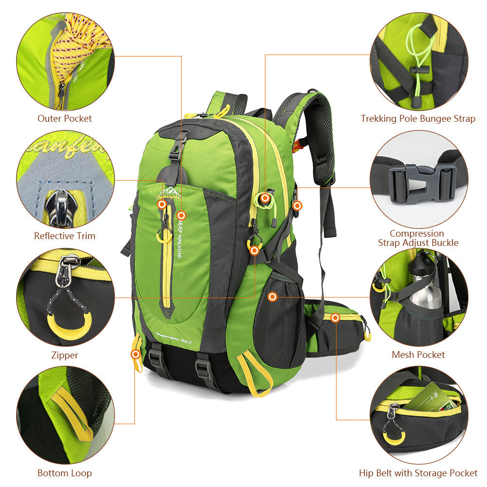Tyr 40L Waterproof Backpack | Hiking & Trekking Bag with Padded Back & Survival Whistle