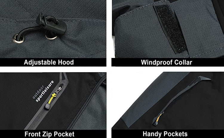 TRVLWEGO Men's Waterproof Outdoor Jacket | Windproof Thermal Rain Coat for Hiking & Camping