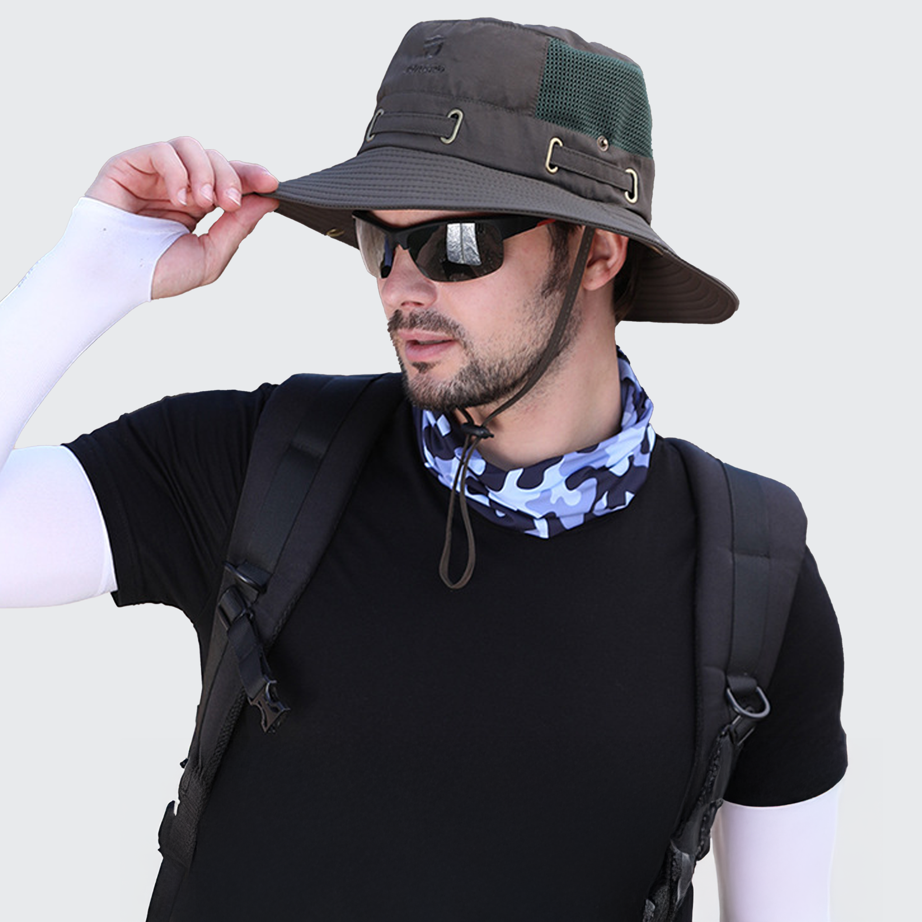 River Flow Men's Bucket Hat - Adjustable, UV Protect, Breathable & Compressible
