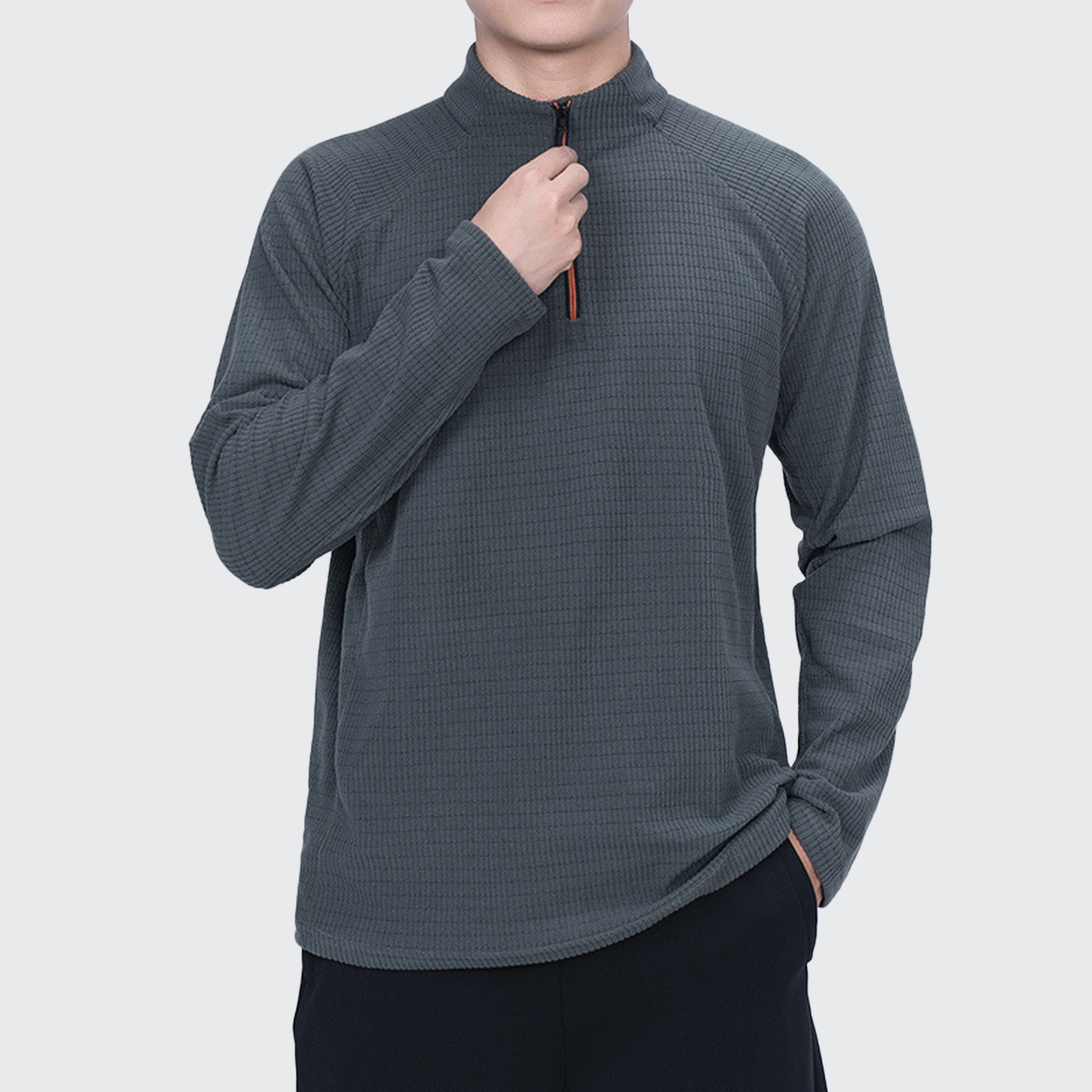 Men's Softshell Long Sleeve T-Shirt - Breathable, Zip Collar & Ergonomic Fit