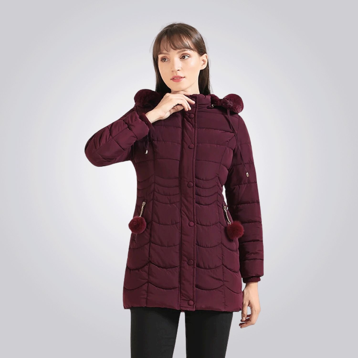 Women's Long Winter Jacket - Thermal, Breathable & Stylish with Removable Hood
