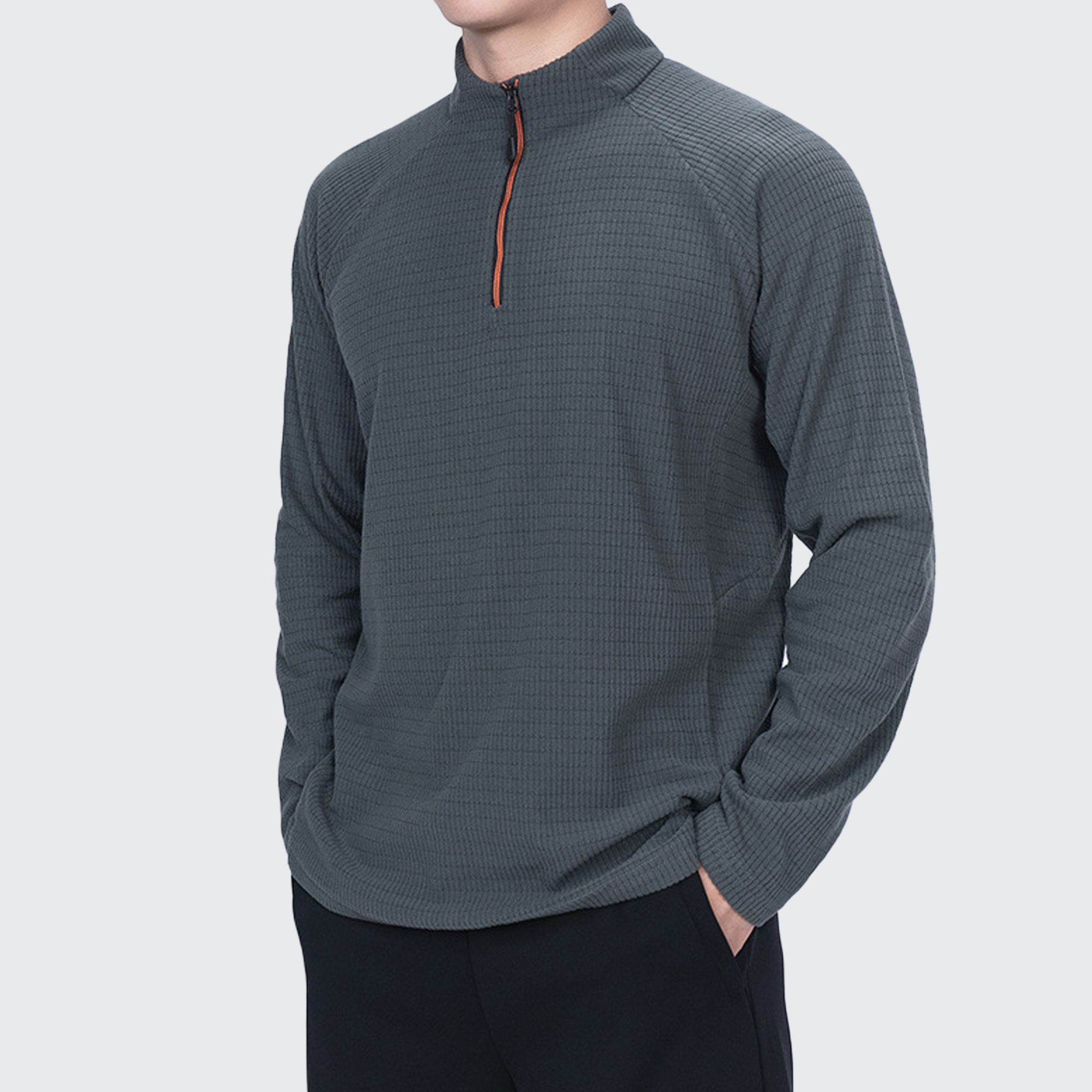 Men's Softshell Long Sleeve T-Shirt - Breathable, Zip Collar & Ergonomic Fit