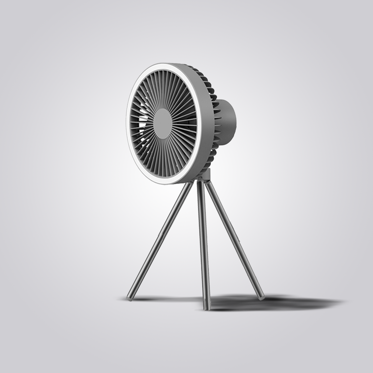 Rechargeable Portable Fan - 10000mAh Battery, LED Ring Light & 3 Blades