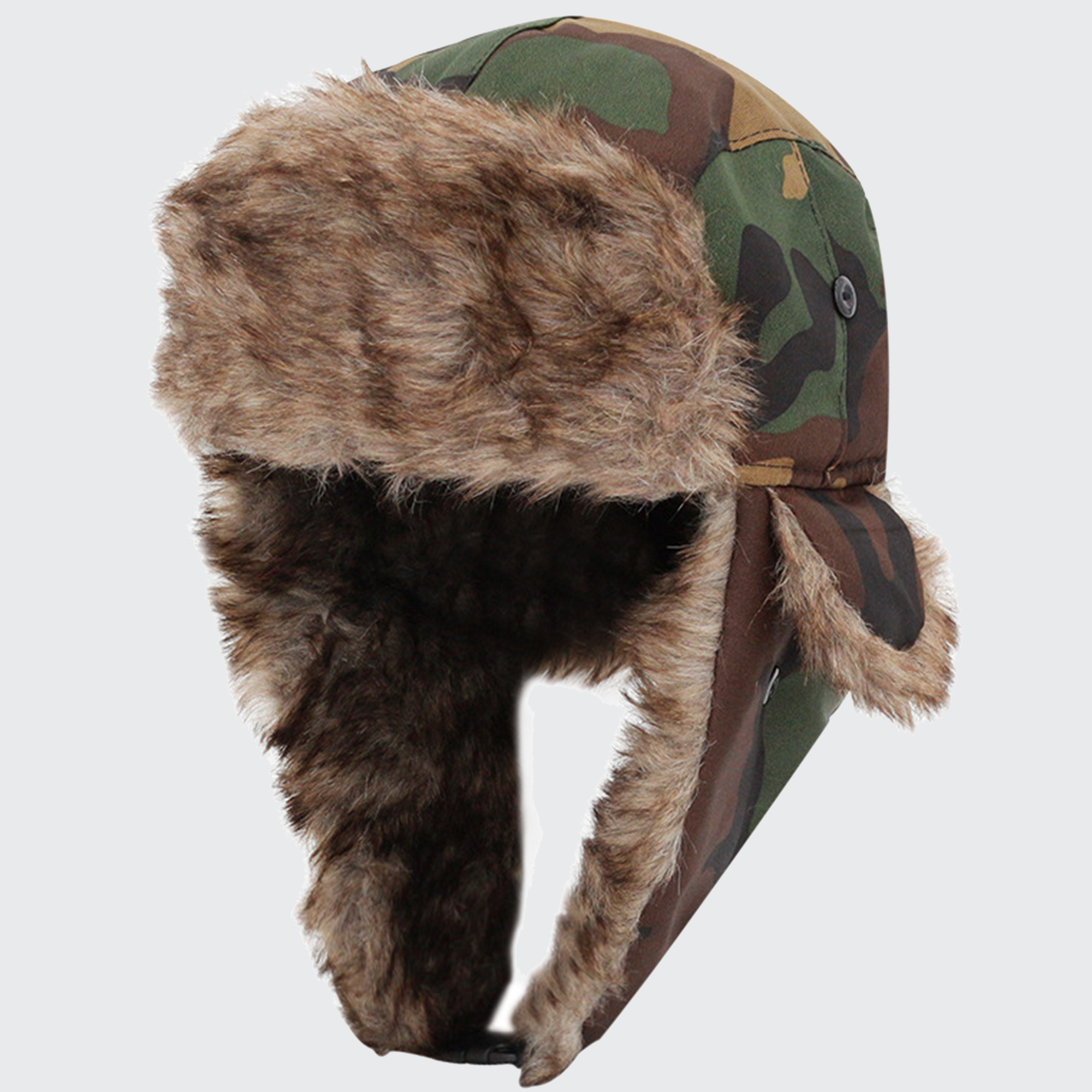Camouflage Trapper Hat - Plush Lined, Ear Flaps & Windproof for Winter Outdoors