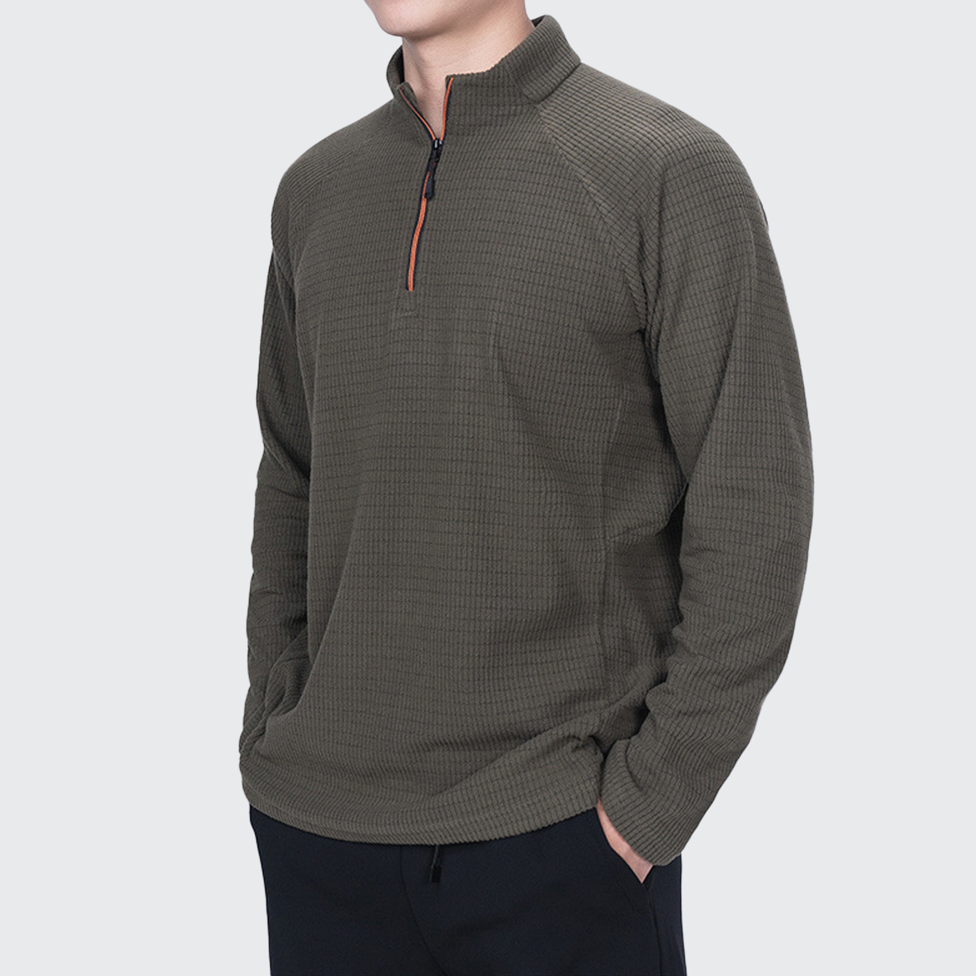 Men's Softshell Long Sleeve T-Shirt - Breathable, Zip Collar & Ergonomic Fit