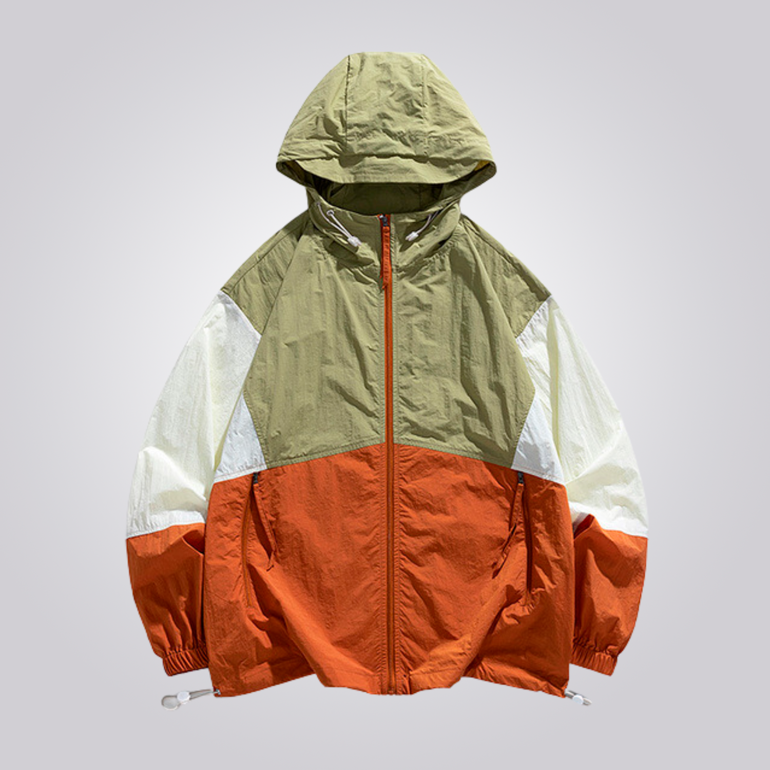 Tropical UV Windbreaker - Breathable, Hooded & Zippered Pockets for Outdoors