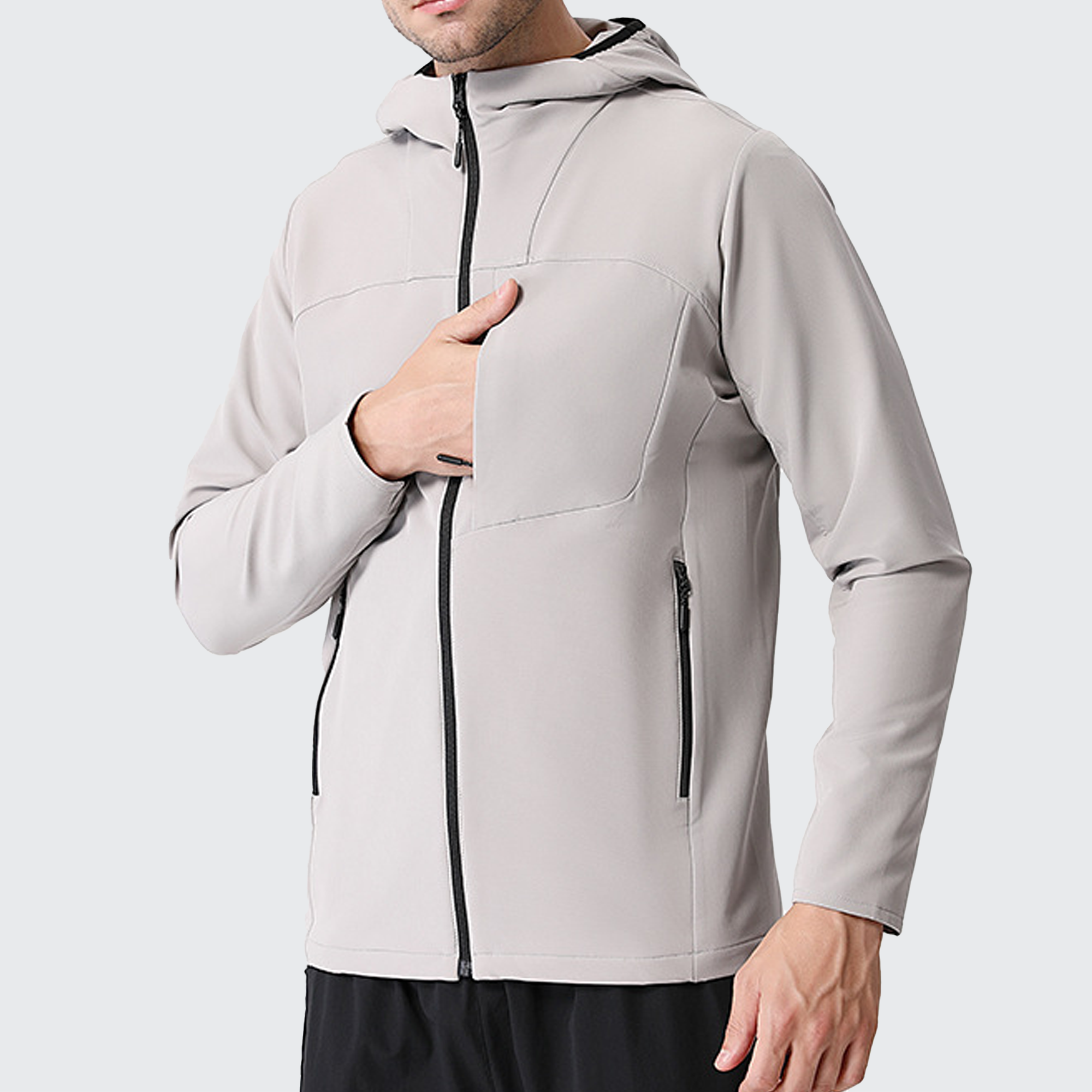 Men's Stealth Fleece Lined Outdoor Jacket - Warm, Adjustable Hood & Zip Pockets
