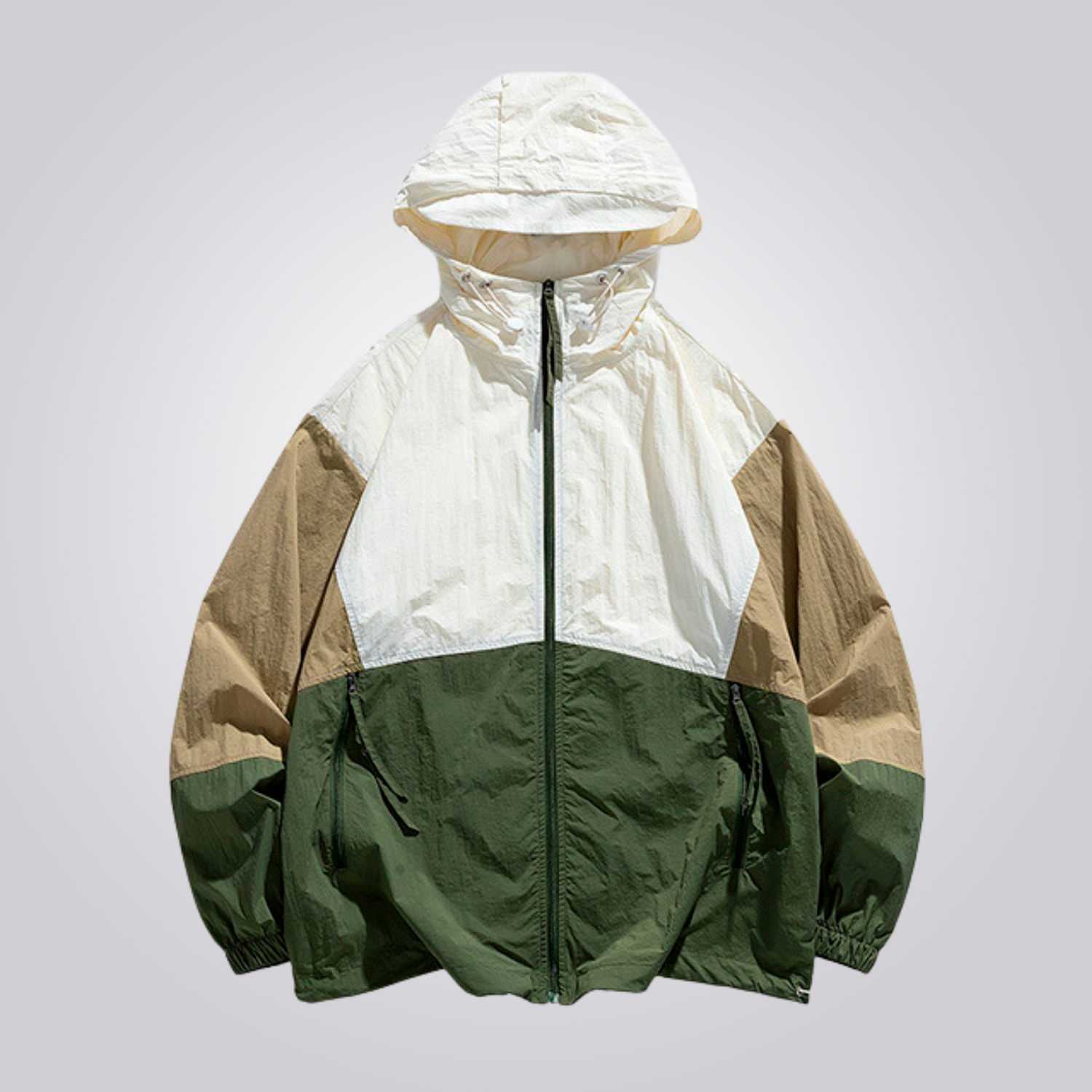 Tropical UV Windbreaker - Breathable, Hooded & Zippered Pockets for Outdoors