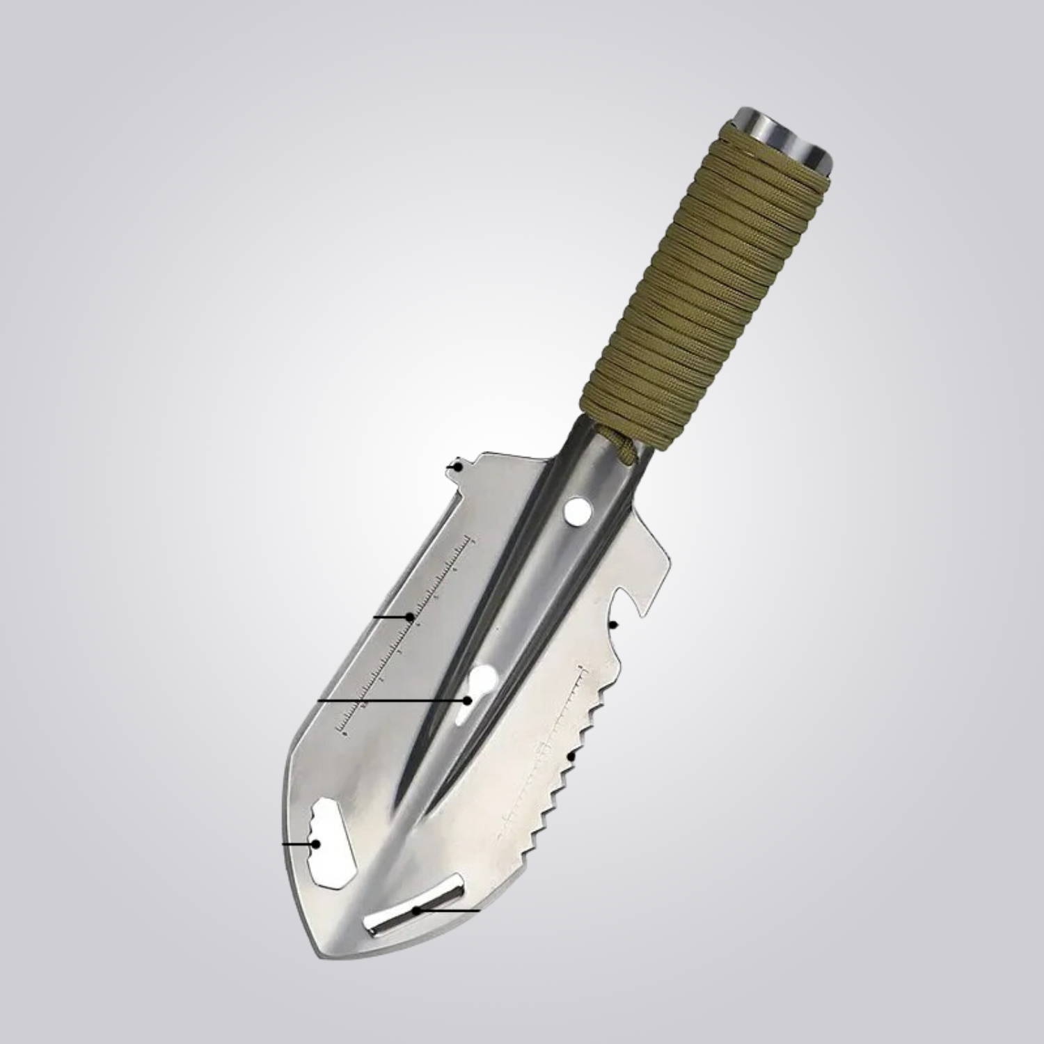 Portable Camping Shovel - Multi-tool with Knife, Saw, Bottle Opener & Ruler