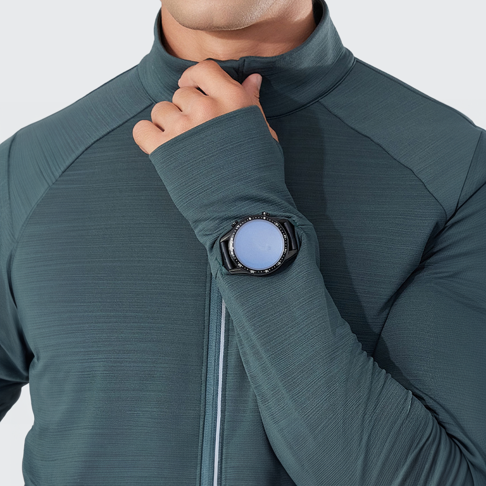 Men's Quickstep Base Layer - High Collar, UV Protect, Thumbholes & Smartwatch Ready
