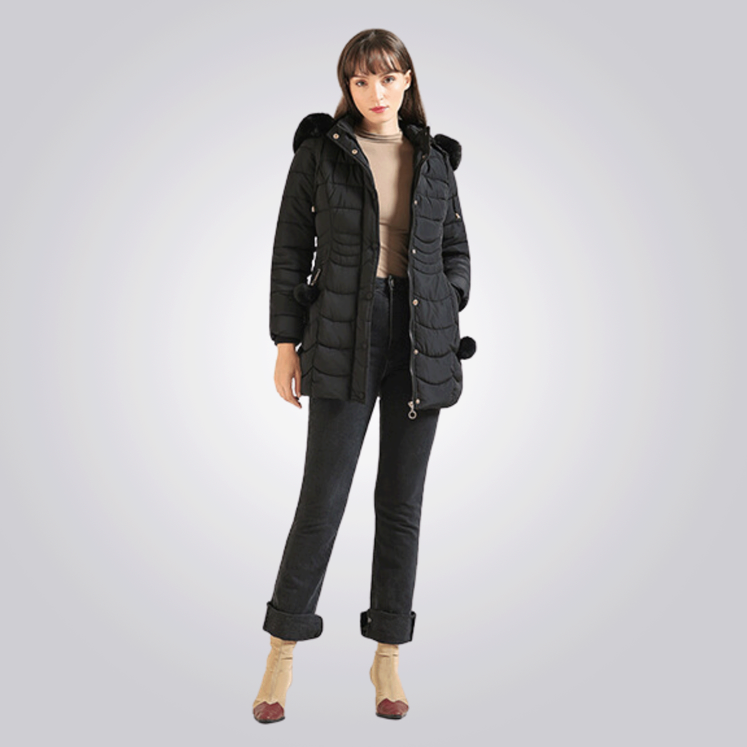 Women's Long Winter Jacket - Thermal, Breathable & Stylish with Removable Hood