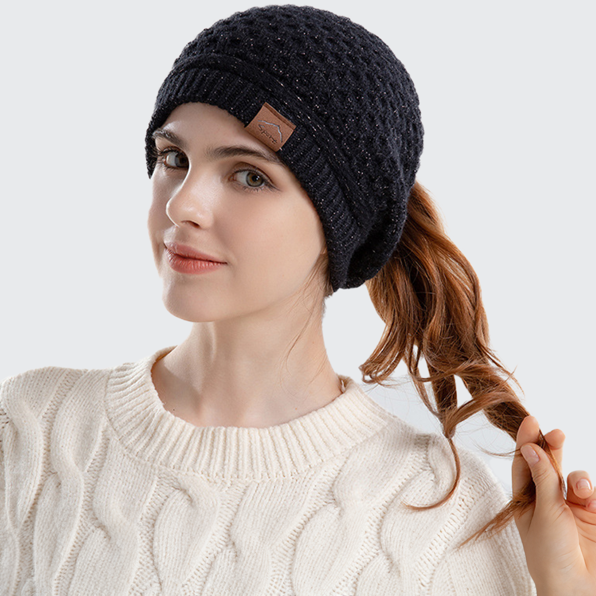 Women's Hairstyle Beanie Hat - Ponytail Opening, Ear Protection & Stylish Winter Warmth