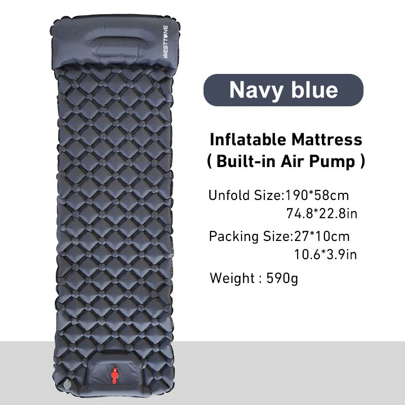 Westtone Ultralight Inflatable Sleeping Pad | Built-in Pump Camping Air Mattress for Backpacking