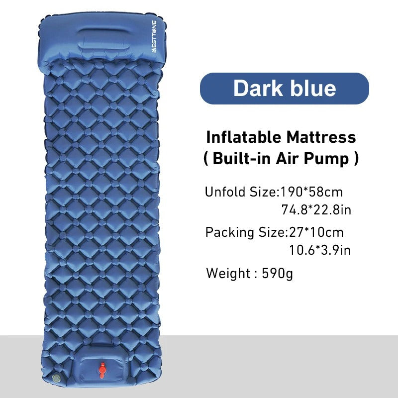 Westtone Ultralight Inflatable Sleeping Pad | Built-in Pump Camping Air Mattress for Backpacking