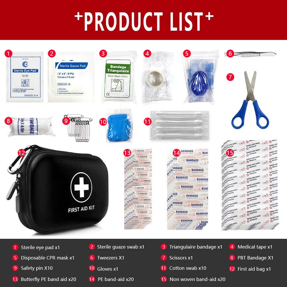 Survival 91-Piece Portable First Aid Kit | Compact Medical Kit for Car, Camping & Home