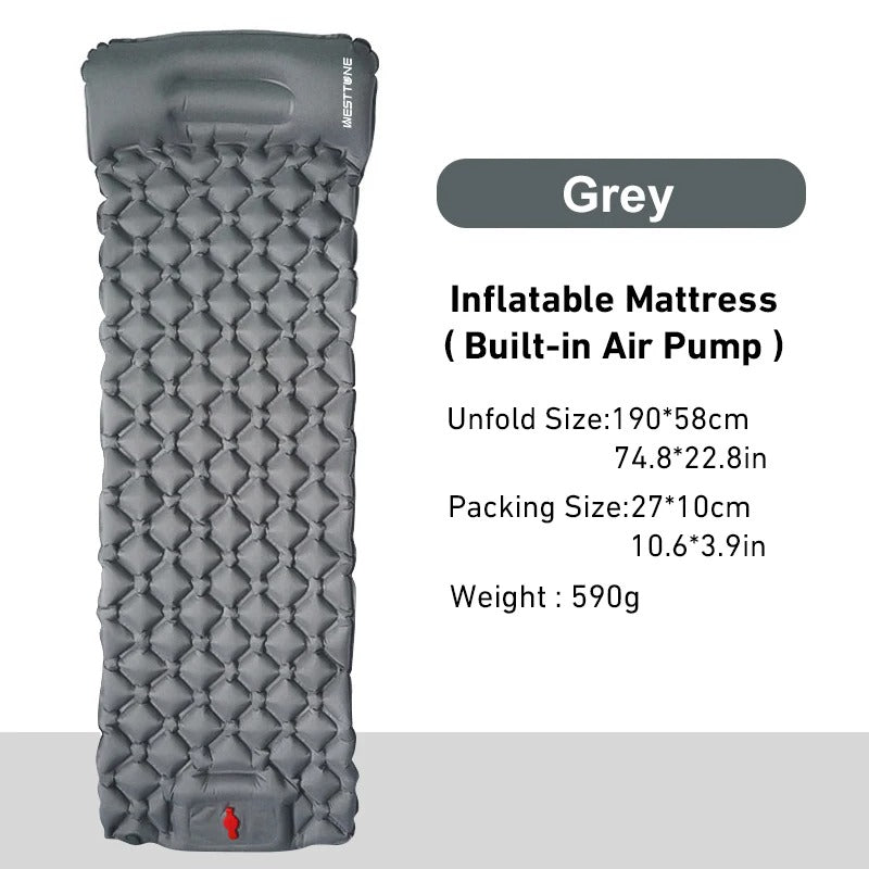 Westtone Ultralight Inflatable Sleeping Pad | Built-in Pump Camping Air Mattress for Backpacking