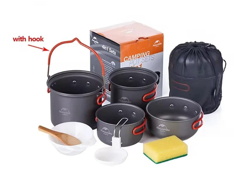 PotSet 4-in-1 Camping Cookware Set | Ultralight Aluminum Non-Stick Pot & Pan for Backpacking