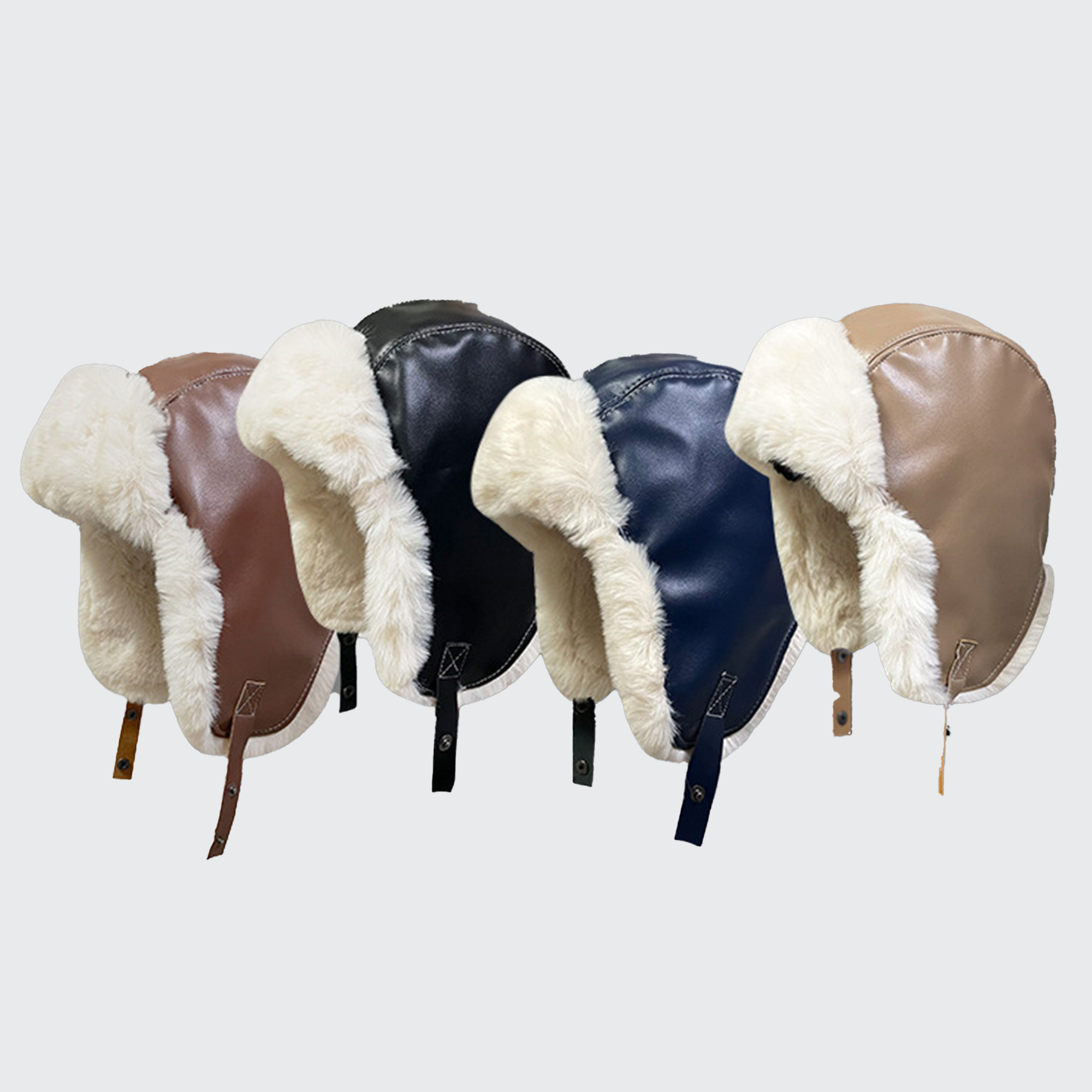 Yukon Trapper Hat - Faux Leather, Faux Fur Lined & Ear Flaps for Extreme Cold