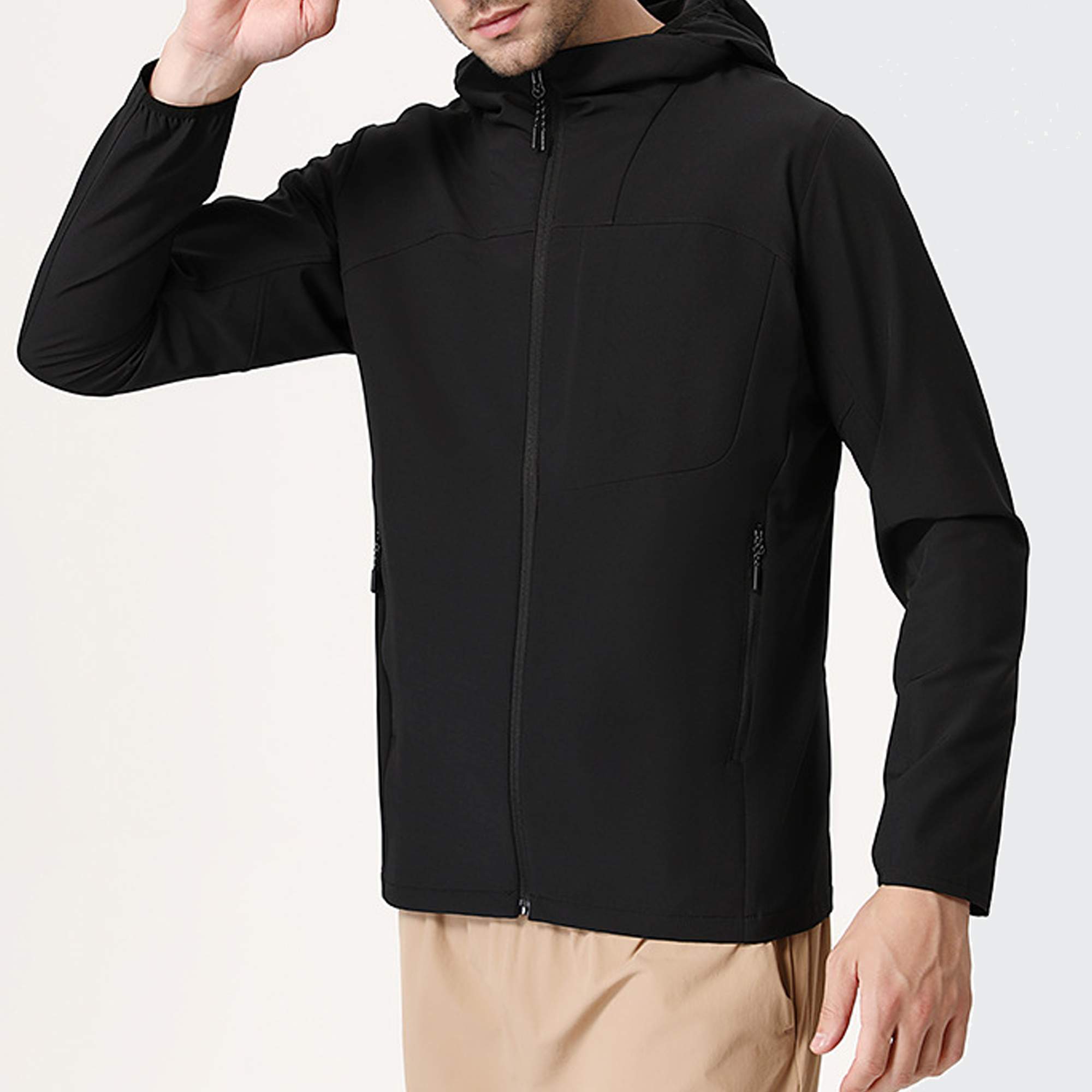 Men's Stealth Fleece Lined Outdoor Jacket - Warm, Adjustable Hood & Zip Pockets