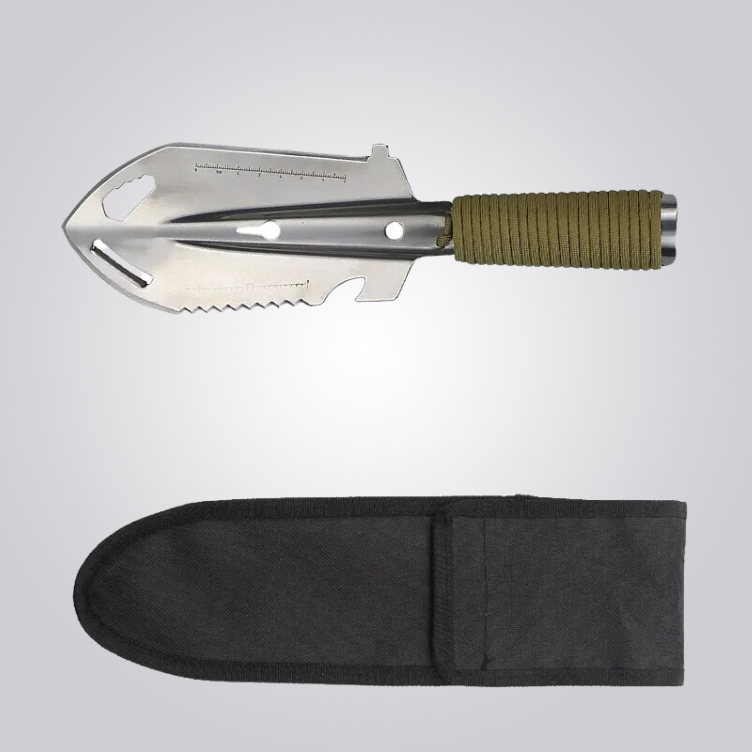 Portable Camping Shovel - Multi-tool with Knife, Saw, Bottle Opener & Ruler